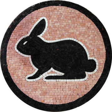 Mosaic Medallion, Rabbit Artwork, 24"x24"