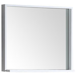 Fresca - Allier 30" White Mirror With Shelf - Add style and function to your bathroom. This attractive rectangular mirror is sleek and stylish with clean lines and a retro feel. The glass is recessed from the frame which creates a bordered effect on the top and sides. The ledge shelf along the bottom of this lovely mirror offers an optional spot to hold a soap dispenser, decorative accent or any essentials that you'd like to keep close at hand. This bathroom mirror with shelf has a solid construction and a clean White finish to blend beautifully with any style of bathroom decor. It measures 30 in width and is 31.5 in length just perfect for taking a quick glance before you head out the door in the morning. This Fresca Allier model is also available with a Wenge Brown or Gray Oak finish.