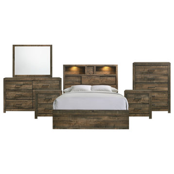 Picket House Beckett Queen Bookcase Panel 6-Piece Bedroom Set With Bluetooth