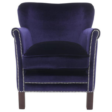 Ann Arm Chair With Silver Nail Heads Royal Blue