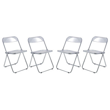 Leisuremod Lawrence Acrylic Folding Chair With Metal Frame, Set Of 4 Lf19Cl4
