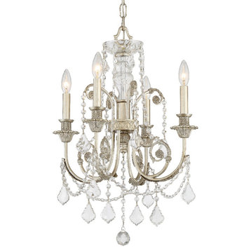 Crystorama 5114-OS-CL-S, 4 Light Mini Chandelier - Olde Silver