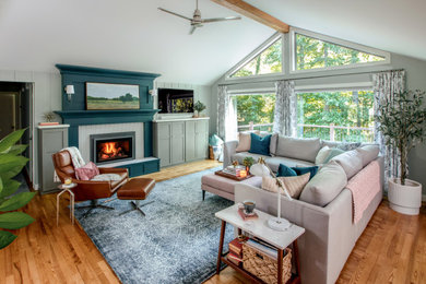 Transitional living room photo in Grand Rapids