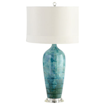 Cyan Elysia Table Lamp, Blue Glaze
