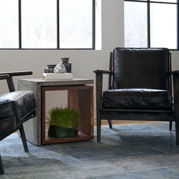 Mid-Century Modern Brooks Leather Lounge Chair - Armchairs And Accent Chairs