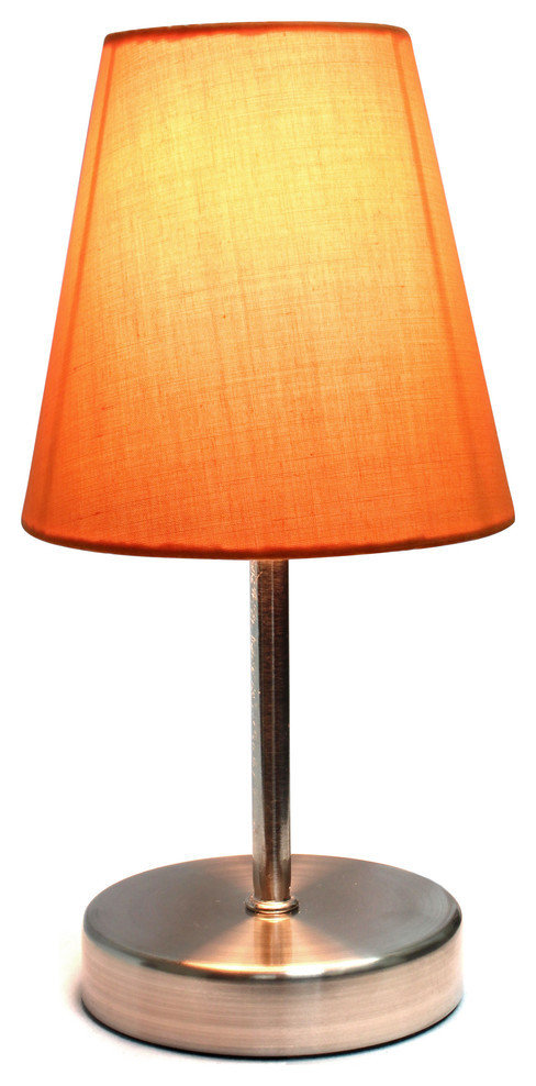 Simple Designs Sand Nickel Mini Basic Table Lamp With Fabric Shade ...
