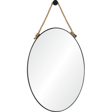 Parbuckle Oval Modern Wall Mirror With decorative Hemp Rope and Hook