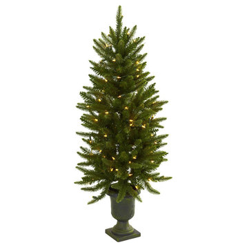 4' Christmas Tree With Urn and Clear Lights, Green