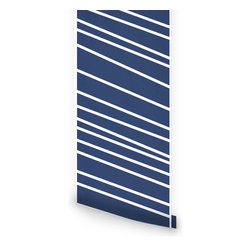 Navy blue and herringbone - Boys nursery interior project - Wallpaper