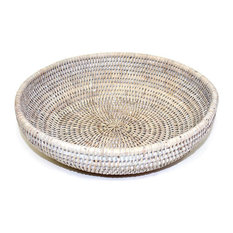 White Wash Rattan Round Bowl