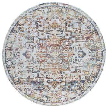 Laine Traditional Oriental Area Rug, Navy, 5' Round