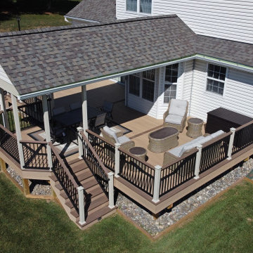 TimberTech Tigerwood/English Walnut Deck & Porch with Raso Power Screen & Patio