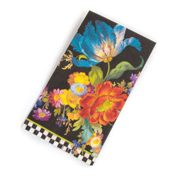 Flower Market Paper Napkins - Guest - Black | MacKenzie-Childs - Napkins