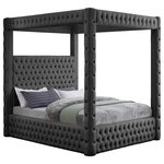 Meridian Furniture - Royal Velvet Upholstered Bed, Grey, King - Create a bedroom sanctuary you never want to leave with this Royal velvet bed at its center. Justly named, this bed has a regal look that's fit for a king (or queen). Stunningly crafted, the Royal bed features a canopy that towers over the top of the bed for a modish take on a timelessly affluent design. Deep tufting adds a textural look while the soft grey velvet upholstery shores up the bed's sophisticated design.