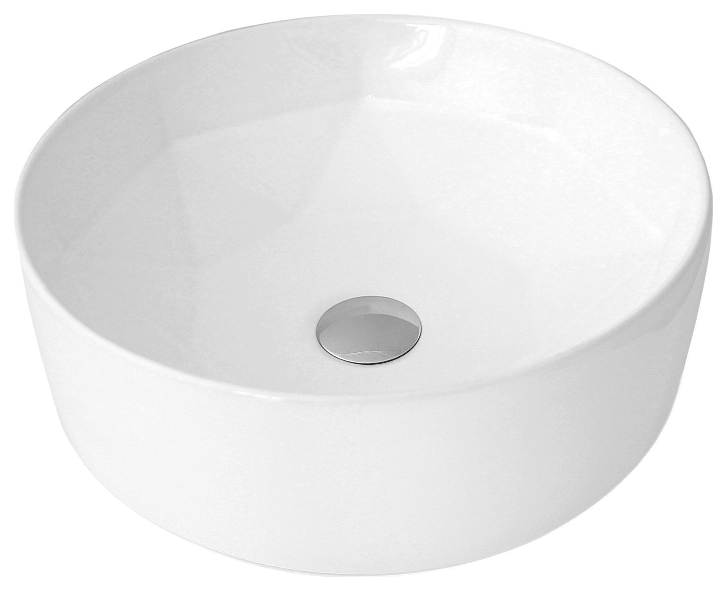 STYLISH Porcelain Round 15-3/4-inches Vessel Ceramic Bathroom Sink White