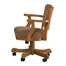 Upholstered Office Chairs | Houzz Upholstered Office Chairs | Houzz - CO Fine Furniture - Casual Oak Mitchell Upholstered Arm Game Chair With Casters, Oak -