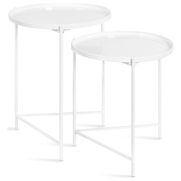 Ulani Round Metal Accent Tables, New White