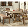 Furniture of America Liston Wood Trestle Dining Table in Rustic Brown Pine