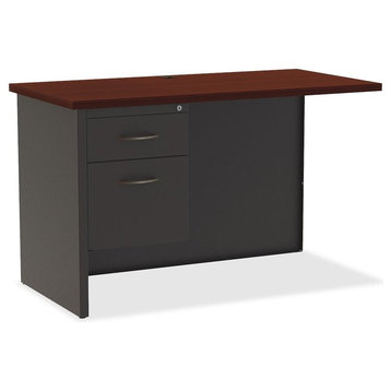 Lorell Mahogany Laminate/Charcoal Modular Desk Series, 48"x24", Top
