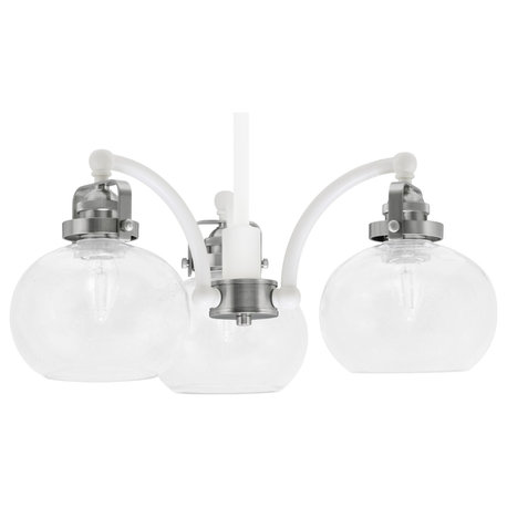 Easton 3 Light, Chandelier, White & Brushed Nickel Finish, 7" Clear Bubble