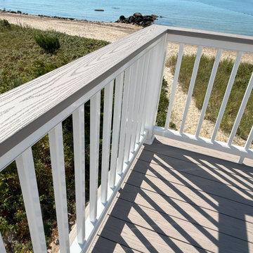 TimberTech Deck with Drink Rail, ADA Rail Upgrades Wareham, MA Coastal Cottage