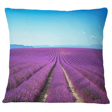 Lavender Flower Blooming Fields Abstract Throw Pillow, 18"x18"