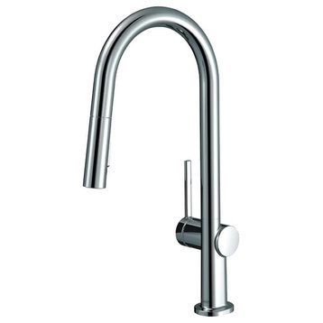 High Arc Kitchen Faucet, Single Handle and Pull Down Sprayer, Chrome