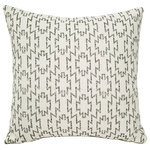 Pillow Decor - Mirador Dust Bowl Geometric Outdoor Pillow 19x19 - An exquisite 19"x19" square throw pillow, expertly crafted from the Maxwell Fabrics' exclusive outdoor fabric, Mirador Dust bowl. This high-end outdoor fabric boasts exceptional quality, featuring a captivating southwest geometric pattern in a sophisticated grayish brown shade against a creamy off-white background. Made from 100% Sunbrella solution-dyed acrylic, this pillow guarantees both durability and fade resistance, ensuring its longevity in outdoor environments. The meticulously woven fabric adds a touch of elegance to any setting, making it a perfect accent for both indoor and outdoor spaces. Enhance your decor with this stylish and versatile pillow that effortlessly combines functionality and aesthetics.FEATURES: