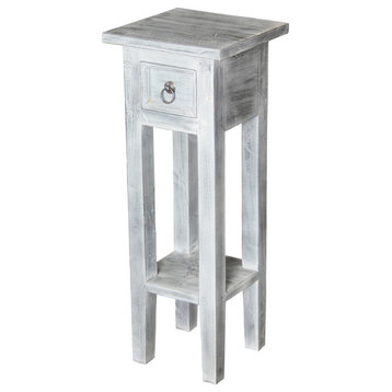Shutter End Table White Washed