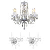 3-Piece Set Crystal Chandelier and 2 Wall Sconces