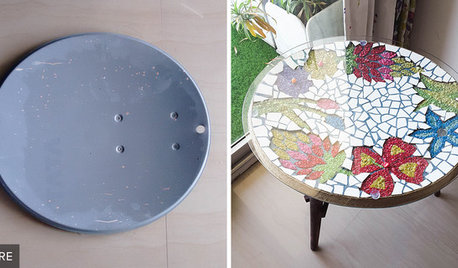 Project Rehab: Satellite Dish Now a Mosaic-Topped Breakfast Table