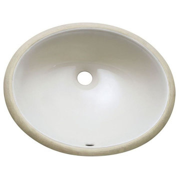 Undermount 18" Oval Vitreous China Ceramic Sink, White Finish