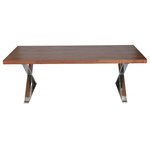 Pangea Home - Mason Dining Table, Walnut - Ultra modern and chic dining table with high polished X-shaped metal legs, in your choice of wood veneer or high gloss lacquer top. This piece will make a big statement in your dining room, as an office desk or conference room table. Sits up to 8 people. Basic Assembly required. Recommend 2 people for set up.