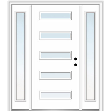 64"x80" 5 Lites Clear Left-Hand Inswing Primed Fiberglass Door, 6-9/16"