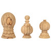 Bleached Hand-Carved Mango Wood Finials, Natural, Set of 3