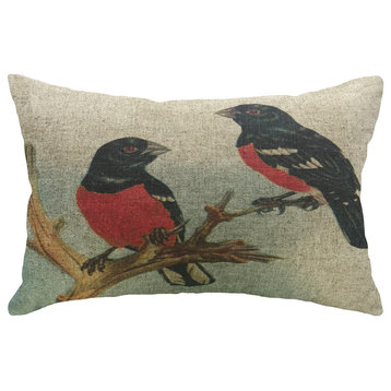 Birds on Branch Linen Pillow