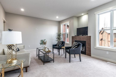 Example of a 1960s living room design in Calgary