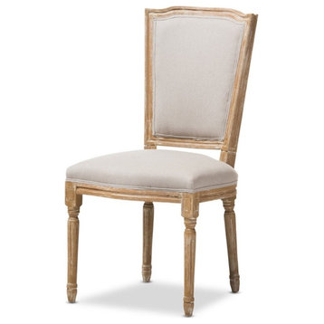 Baxton Studio Cadencia Dining Side Chair in Weathered Oak and Beige