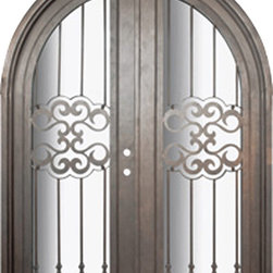 Tivoli 72x96  Round Top Wrought Iron Double Door 14 Gauge Steel - Front Doors