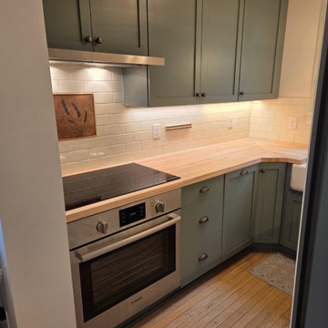 Kitchen Remodel Done with New Cabinets and Butcher Block Countertop