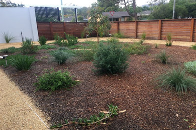 Inspiration for a mid-sized modern front yard full sun xeriscape in Central Coast with mulch.
