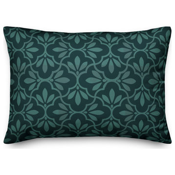 Teal Floral Pattern 14x20 Indoor / Outdoor Pillow