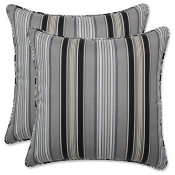 Getaway Stripe Onyx 16.5" Throw Pillow, Set of 2
