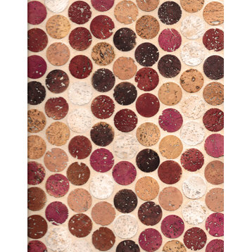 12"x12" Habitus Cork Mosaic Penny Tiles, Set of 24, Wine