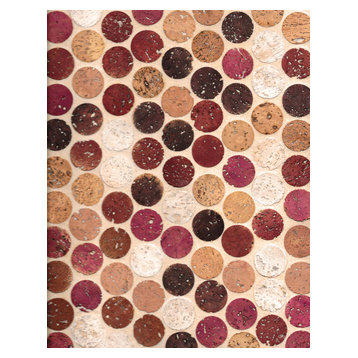 12"x12" Habitus Cork Mosaic Penny Tiles, Set of 24, Wine