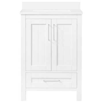 Ove Decors Kansas 18" Single Sink Vanity With Countertop, White, 24 in.