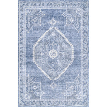 nuLOOM Vintage Persian Distressed Isla Traditional Area Rug, Blue, 9'x12'