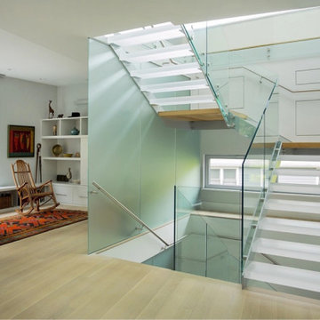 Rift & Quarter Sawn White Oak Plank Flooring, Living Room & Staircase