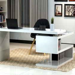 A33 Modern Office Desk in White Lacquer - Home Office Accessories