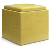 Westintrends 21.6 Wide Square Upholstered Cushion Ottoman Foot Stool